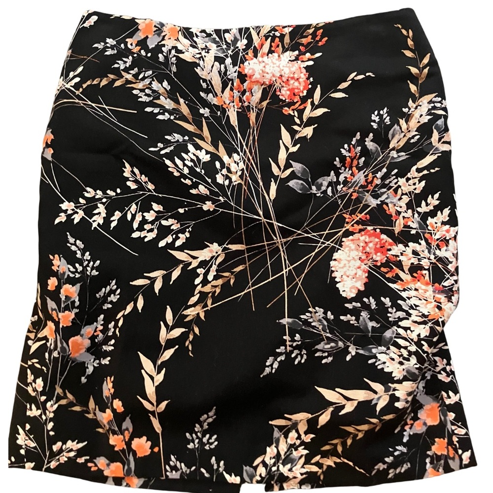 Talbots Floral Pencil Black Skirt